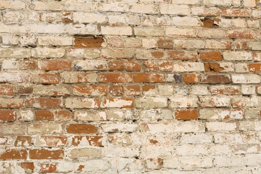 White painted old brick wall