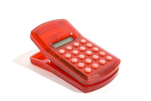 red calculator and clip in one
