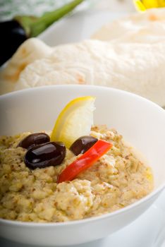 fresh homemade Badingian mutabbal Baba Ghanoush,traditional middle eastern dish