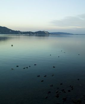 sundown at the lakes's beach