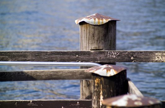 wood guard on an old  lake's doc