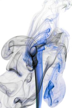 blue abstract chaos smoke on white background