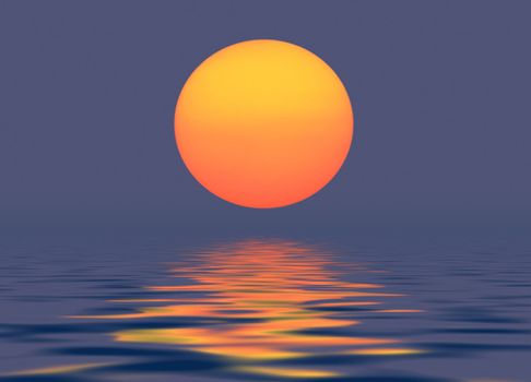 This image shows a sunset over the ocean