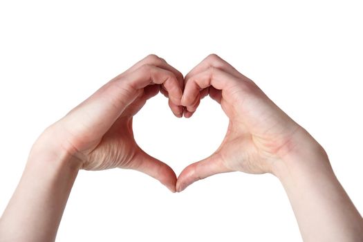Two hands clasped together making a heart shape