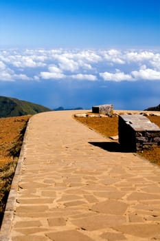 Road to blue sky on Pico do Arieiro in Madeira Island, Portugal