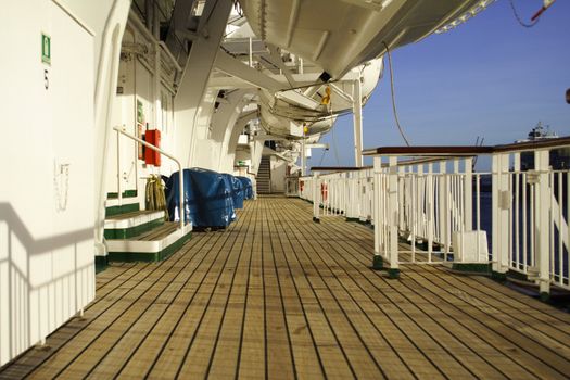 Cruise ship deck exterior.