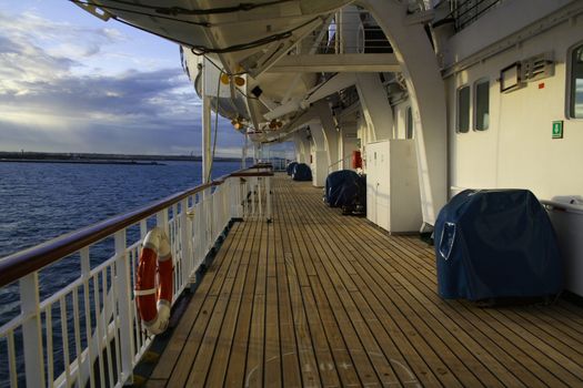 Cruise ship deck exterior.