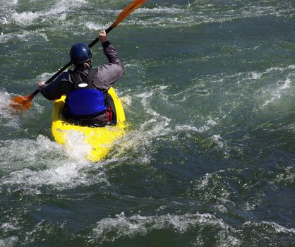Kayaking On The S. Fork American River in California on a spring afternoon