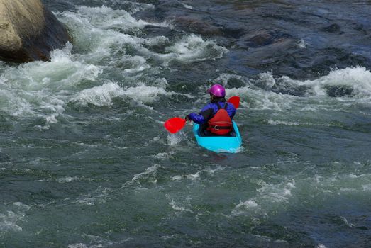 Kayaking On The S. Fork American River in California on a spring afternoon