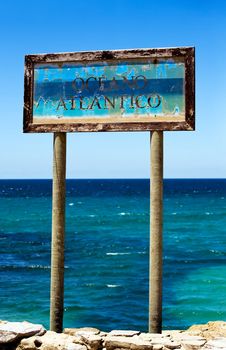 Old Sign Oceano Atlantico in Tarifa, Spain