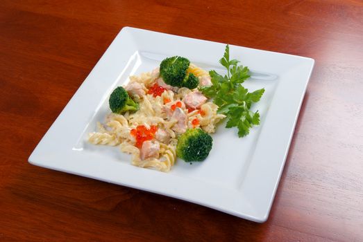 The Italian paste  with vegetable on a plate