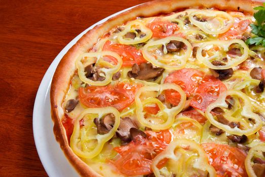 tomato pizza on plate.Italian kitchen