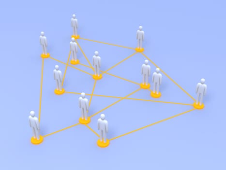 Connected People. 3D rendered illustration.