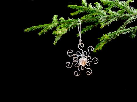 Christmas bauble  on background of the fur branches