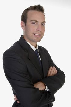 young businessman posing on an isolated white background