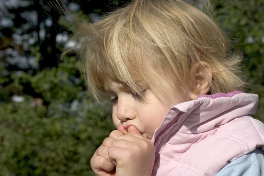 Portrait of girls in the open air on the blur background