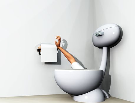 Humorous image of someone being flushed down the loo.