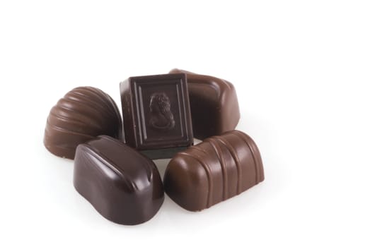 Chocolates isolated on a white background.