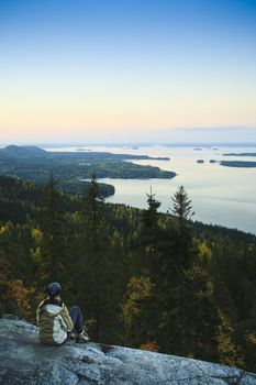 Woman looking into distance in Finnish national park