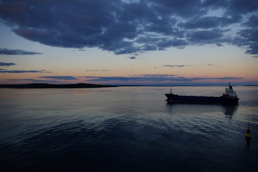 Ship at sunset