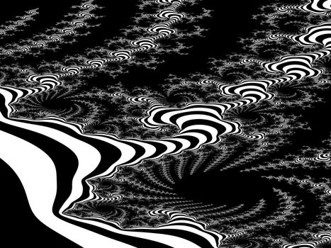Abstract illustration of black and white striped shapes