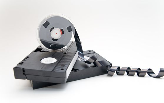 old video tape on white background