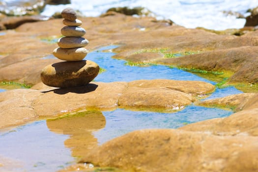Stone composition on the stone beach