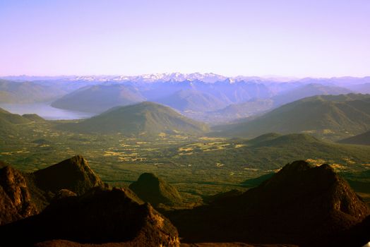 te mountain range of the lake district in south Chile