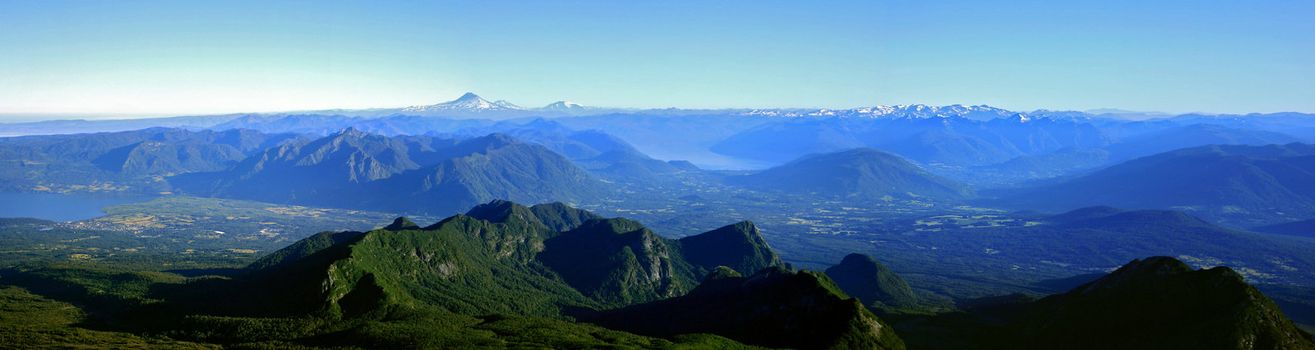 the mountain range of the lake district in south Chile