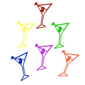 Pride rainbow martini glasses