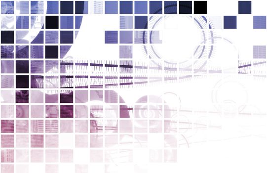 Purple Artistic Background with Blocks and Curves
