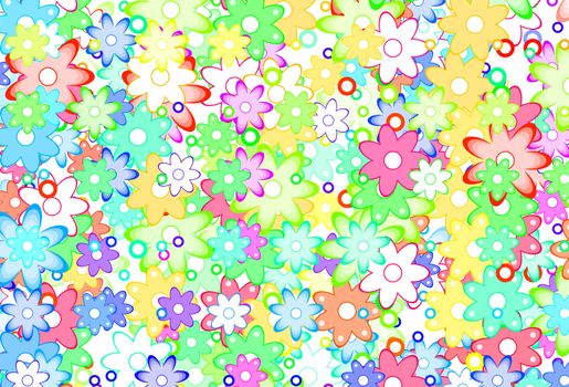 Cute Cartoon Art Flowers Simple Color Background