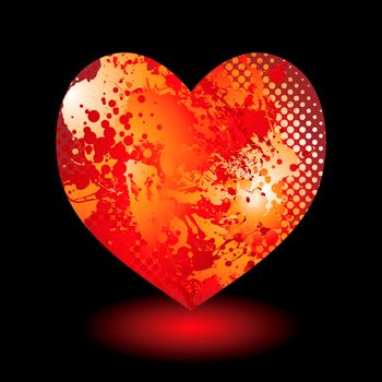 Abstract love heart valentines day concept with ink splat pattern