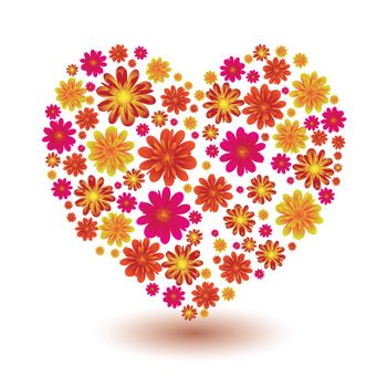 Illustrated floral heart shape ideal love icon or symbol