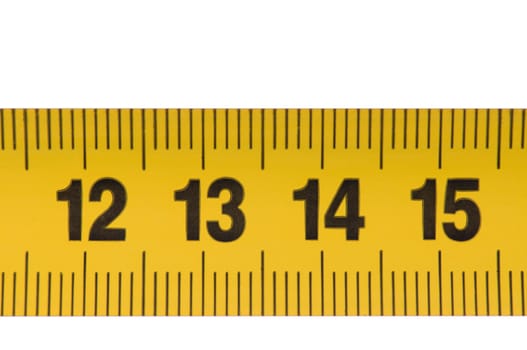 Opened tape measure on white isolated background
