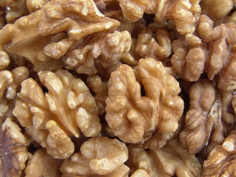 Close up on raw shelled walnuts