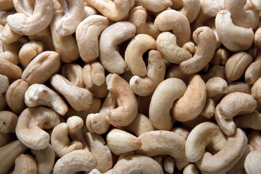 Close up on raw cashew nuts