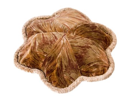 Handmade pillow with arts over white background
