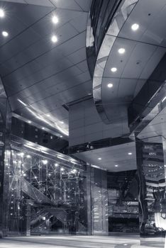 Modern office corridor with nobody in night.