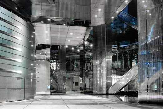Modern corridor in outside of office building.