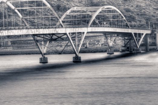 Dramatic bridge over the sea in Taipei.