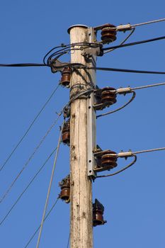 Electric support voltage  line and blue sky