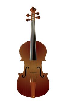 Traditional violin, isolated object over white background