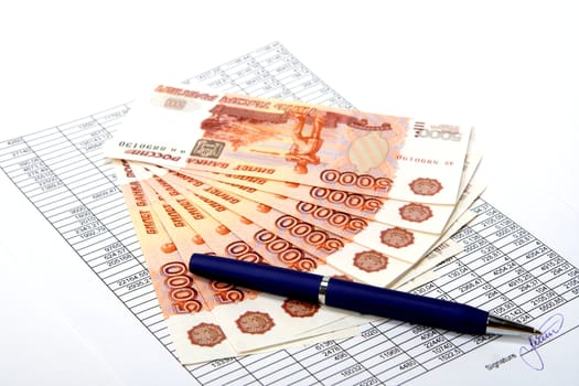 Cash Russian money for the signed document.