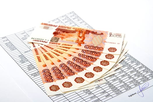 Cash Russian money for the signed document.