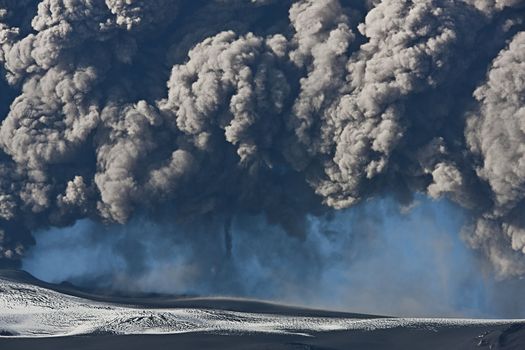Ash cloud fallout from the Eyjafjallajokull eruption in Iceland