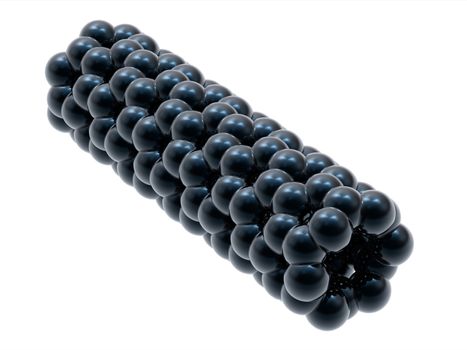 3d render of carbon nanotube model isolated on white