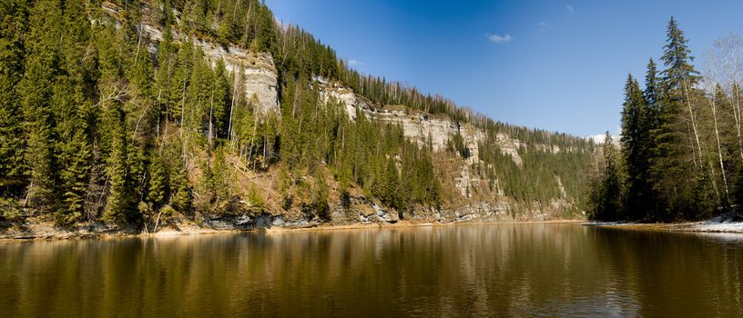 River in the Ural mountains. Landscape. Panorama.