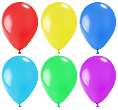 set of multicolored balloons, isolated on white