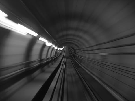 speed and motion blur in metro tunnel